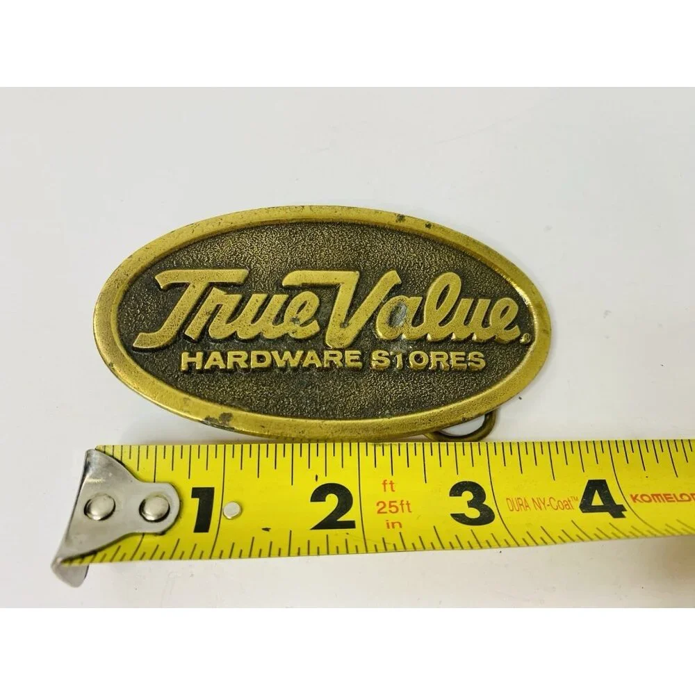 True‎ Value Hardware Store Logo Advertising Belt Buckle Brass Vintage